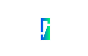 Fototapeta premium green blue I alphabet letter logo icon. Line design for company and business identity