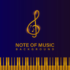 Glowing golden music banner and background design template