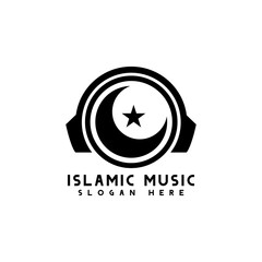 Islamic music logo design template vector isolated on white background