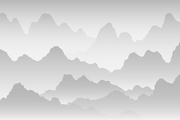 Vector mountain background. Beautiful landscape of morning mountains in fog.