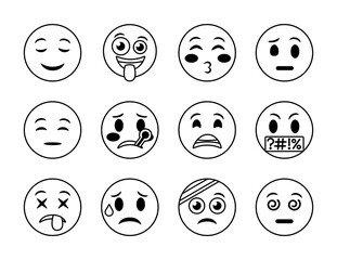 bundle of emojis faces set icons