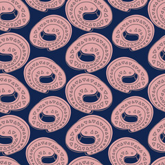 Seamless vector pattern with decorative colorful ornament with circular snakes