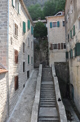 Ancient streets of the city of Kator in Montenegro .