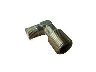 Metal square adapter for connecting truck pipelines on an isolated white background.