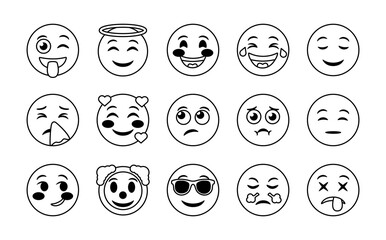 bundle of emojis faces set icons