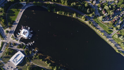 Aerial Footage of Dows Lake, Ottawa, Ontario. 