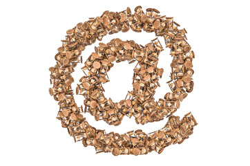 At sign, e-mail symbol from hourglass, 3D rendering