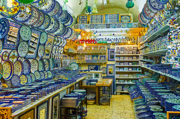 The pottery shop in Souk El Bazaar (market), Jerusalem, Israel