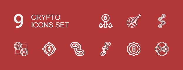 Editable 9 crypto icons for web and mobile