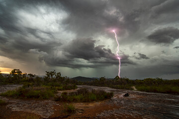 Fototapeta na wymiar Lightning strike in the bush