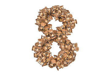 Number 8 from hourglass, 3D rendering