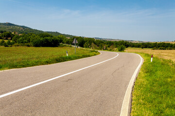 Asphalt road in Tuscany Italy