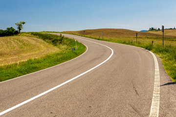 Asphalt road in Tuscany Italy