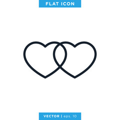 Heart Love Icon Vector Logo Design Template. Trendy Style And Editable Stroke.
