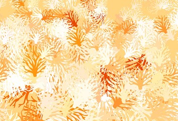 Light Orange vector abstract backdrop with leaves.