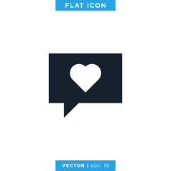Heart Love with Speech Bubble Icon Vector Logo Design Template.