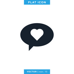 Heart Love with Speech Bubble Icon Vector Logo Design Template.