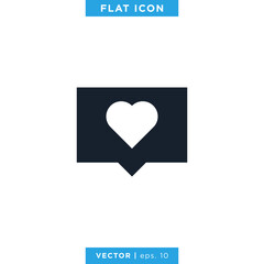 Heart Love with Speech Bubble Icon Vector Logo Design Template.