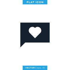 Heart Love with Speech Bubble Icon Vector Logo Design Template.