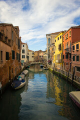 Fototapeta na wymiar San Barnaba canal, Dorsoduro district, Venice