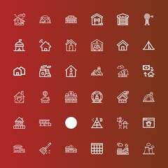 Editable 36 roof icons for web and mobile