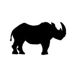 Rhino silhouette vector logo. Black shape of the standing african animal, profile.