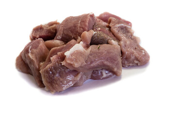 Goulash meat isolated on white background