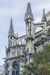Obraz premium Apse (Abside) of Notre-Dame de Reims cathedral (Our Lady of Reims, 1275). Cathedral is seat of Archdiocese of Reims, where the kings of France were crowned. Reims, Champagne-Ardennes, France.