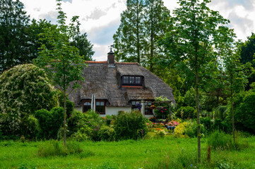 Fototapeta na wymiar Summer landscape with farm house in Gelderland, Netherlands