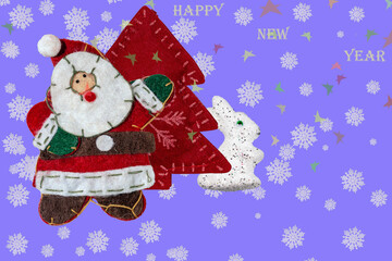 Christmas composition with Christmas tree decorations on a colored background as a Christmas background