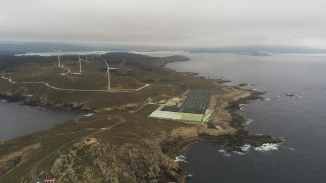 Rocky Coast in Galicia, Spain. Aerial Drone Footage