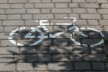 bicycle line in the street - obrazy, fototapety, plakaty