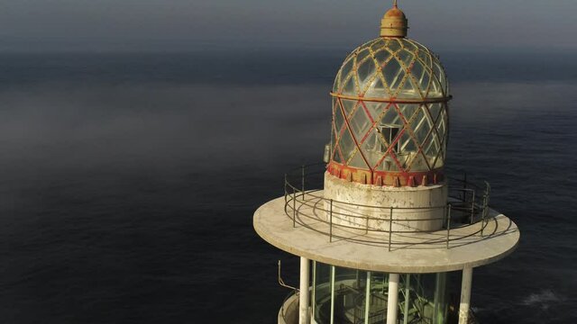 Beautiful Lighthouse in the coast of Spain. Aerial Drone Footage