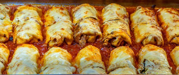 traditional Turkish hot dishes on the open buffet