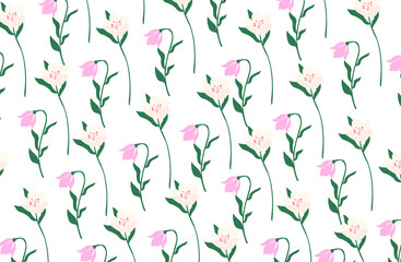 Flowers Pattern Green and Pink Colors