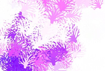 Fototapeta na wymiar Light Purple, Pink vector elegant pattern with leaves.