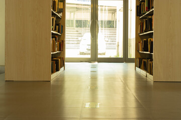 In high school, in the library, on the college campus.