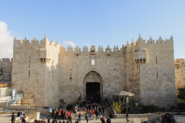 Damascus gate front view at old Jerusalem