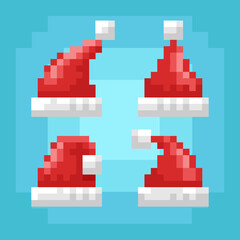 Pixelated santa's hat collection