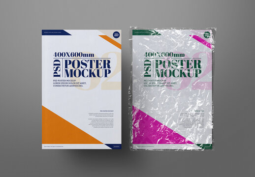 Posters with Plastic Bag Mockup