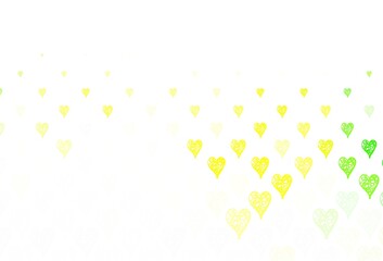 Light Green, Yellow vector backdrop with sweet hearts.