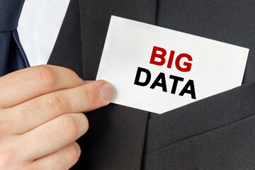 Businessman holds a card with the text - BIG DATA