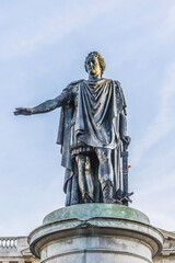 Statue of Louis XV (built in 1818) at Place Royale in Reims, Champagne-ardenne, France. 