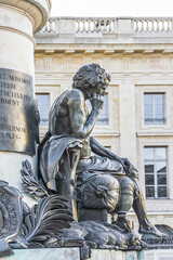 Statue of Louis XV (built in 1818) at Place Royale in Reims, Champagne-ardenne, France. 