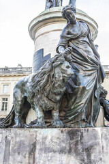 Statue of Louis XV (built in 1818) at Place Royale in Reims, Champagne-ardenne, France. 