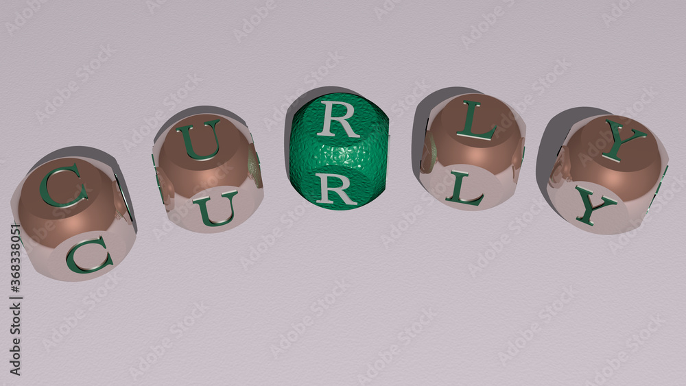 Poster curly combined by dice letters and color crossing for the related meanings of the concept. backgroun
