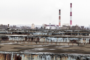 Obraz premium Abandoned and ruined old soviet factory