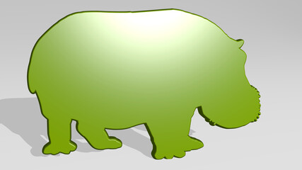 HYPO made by 3D illustration of a shiny metallic sculpture with the shadow on light background