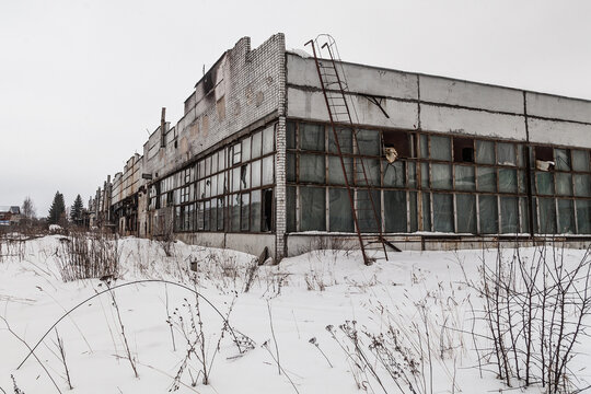 Abandoned workshop of a destroyed factory