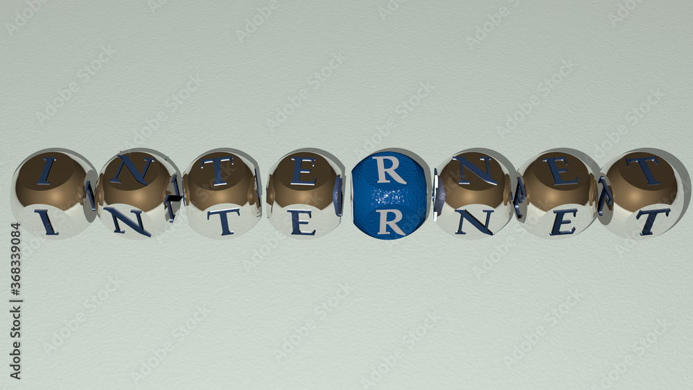 Poster combination of internet built by cubic letters from the top perspective, excellent for the concept p